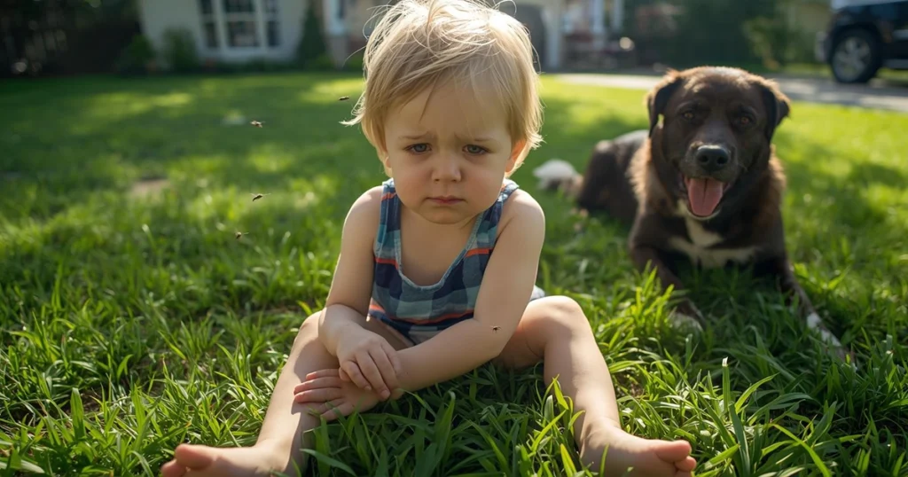 klid and dog getting bit by mosquitoes in grass klid and dog getting bit by mosquitoes in grass